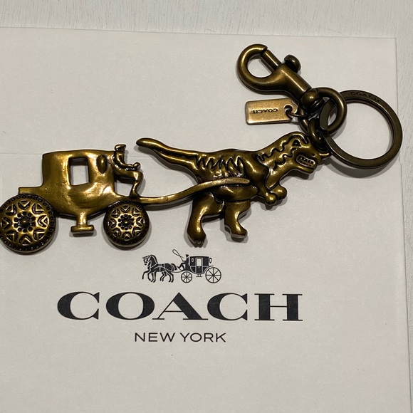 Rare Large Metal Coach Rexy Carriage Golden Dinosaur Rare Purse Bag Charm - Picture 8 of 16